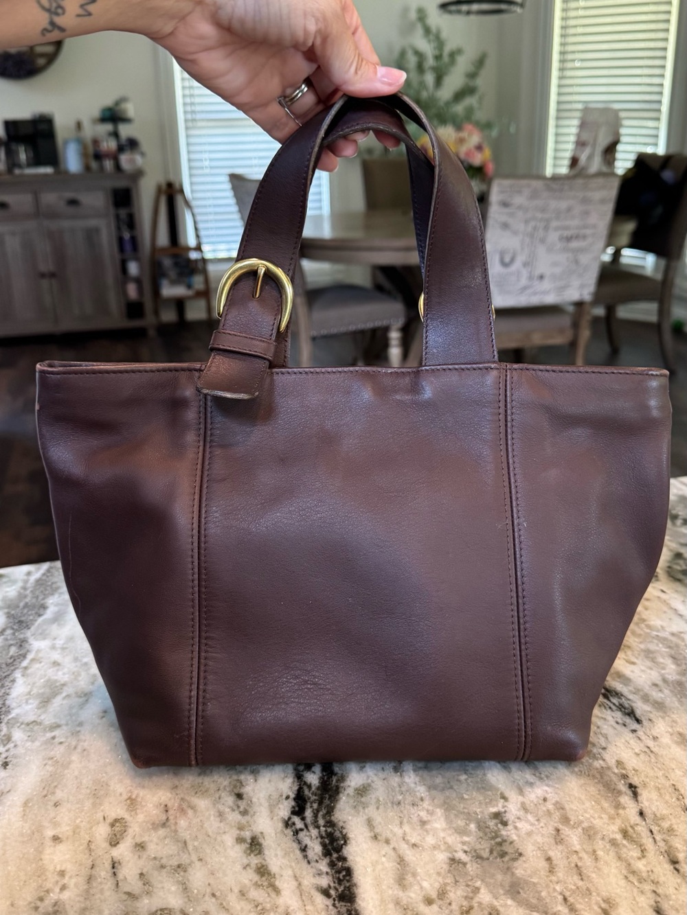 Coach Vintage 90’s Waverly Dark Brown Leather Tote Bag with Brass hardware - Picture 3 of 12